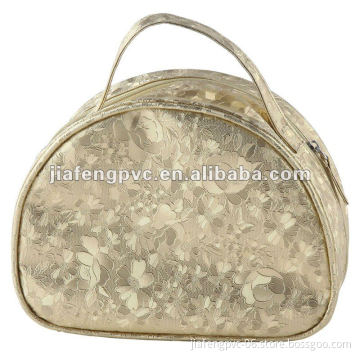 Popular fancy golden cosmetic bag with flower printing